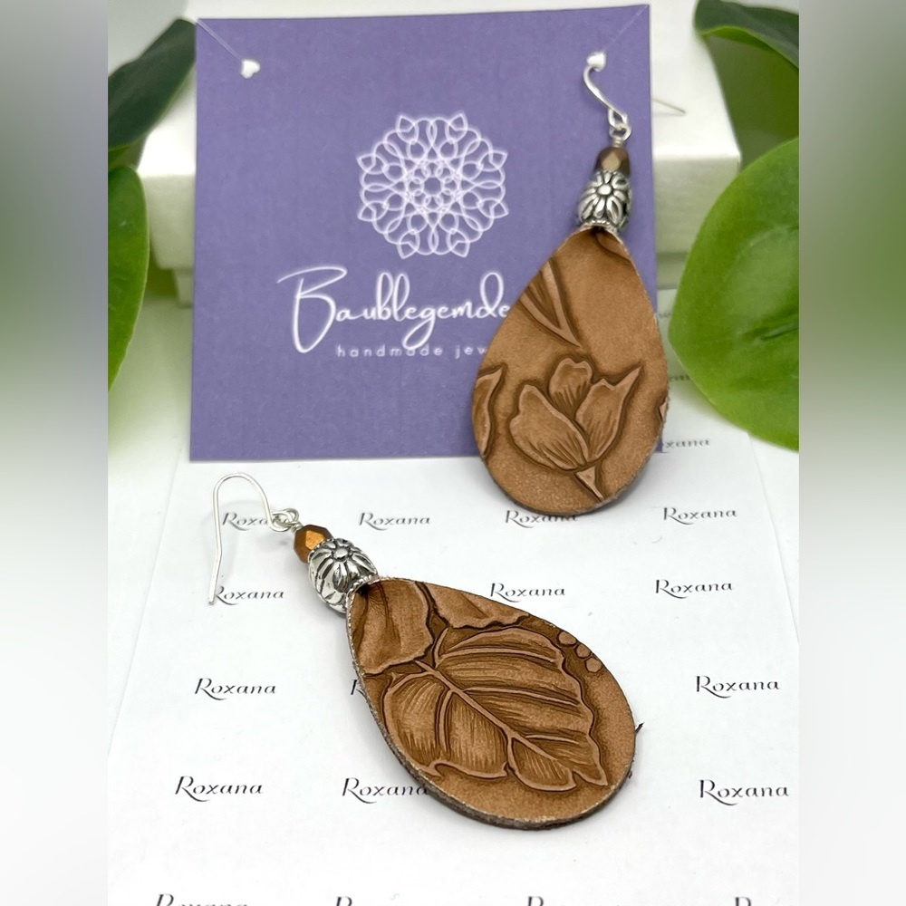 These beautiful Teardrop Earrings are made with Faux leather and premium metals